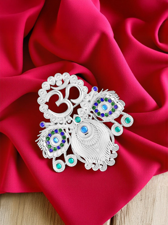Mahi Artificial Stones Studded and Beaded Lapel Pin Brooch