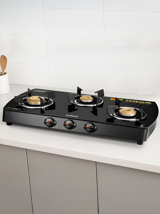BOROSIL Prima Black 3 Burners Manual Gas Stove