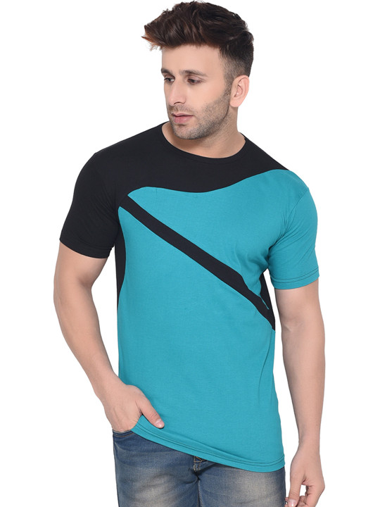 BEYOU FASHION Colourblocked Round Neck Slim Fit T-shirt