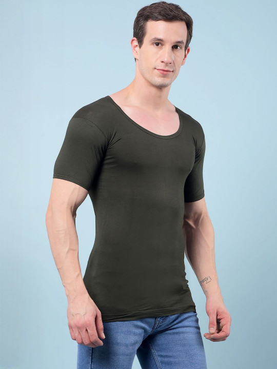 RKG Men Pack Of 7 Assorted Solid Cotton Round Neck Gym Vests