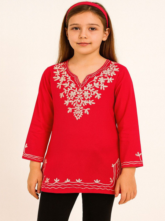 Naida Ethnic Motifs Embroidered V-Neck Thread Work Thread Work Kurti