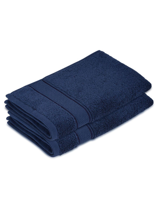 Boutique Living India Blue 2 Pieces Self Design Pure Cotton Hand Towels