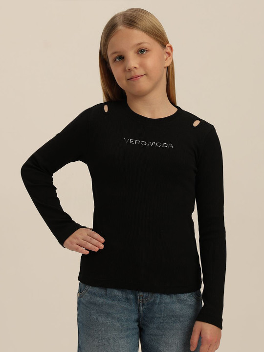 Vero Moda Girls Typography Round Neck Organic Cotton T-shirt