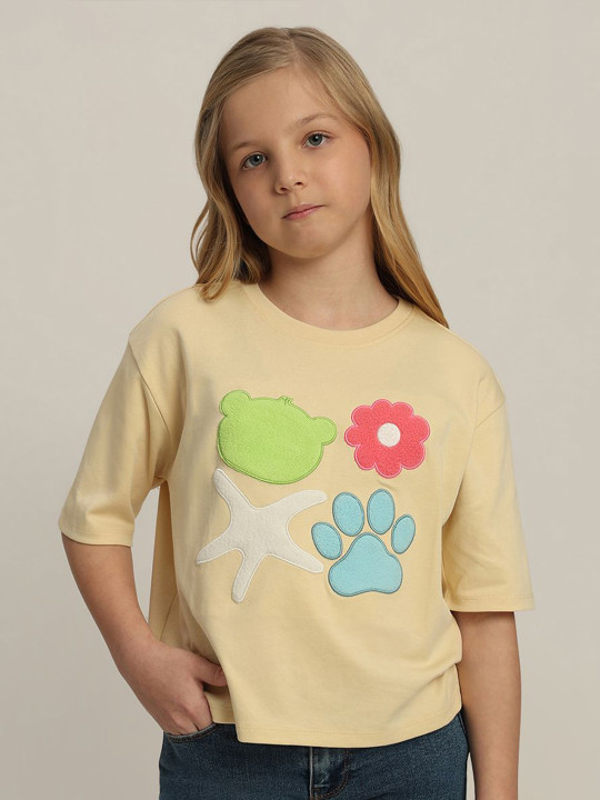 Vero Moda Girls Floral Printed Round Neck Organic Cotton T-shirt