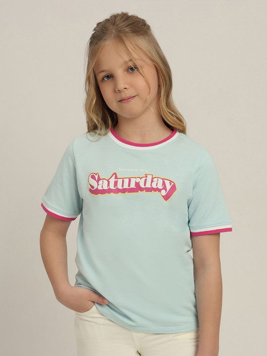 Vero Moda Girls Typography Round Neck Organic Cotton T-shirt