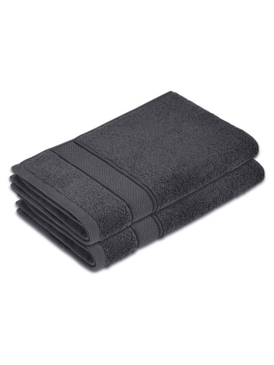 Boutique Living India Grey 2 Pieces Self Design Pure Cotton 550 GSM Hand Towels