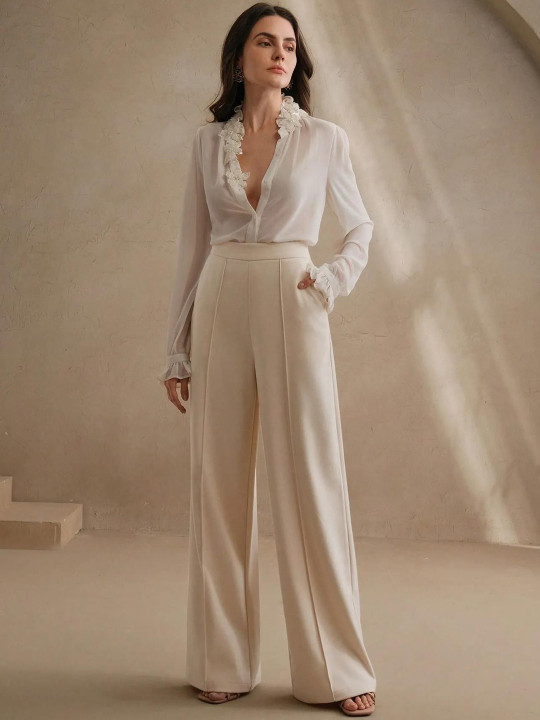 Kotty Women High-Rise Pleated Wide-Leg Trousers