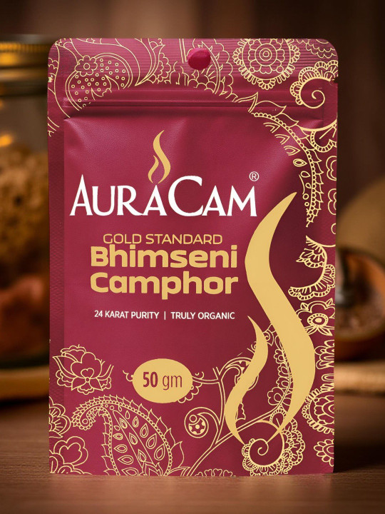 AuraCam White Pure Bhimseni Camphor Pooja Essentials- 50 gm