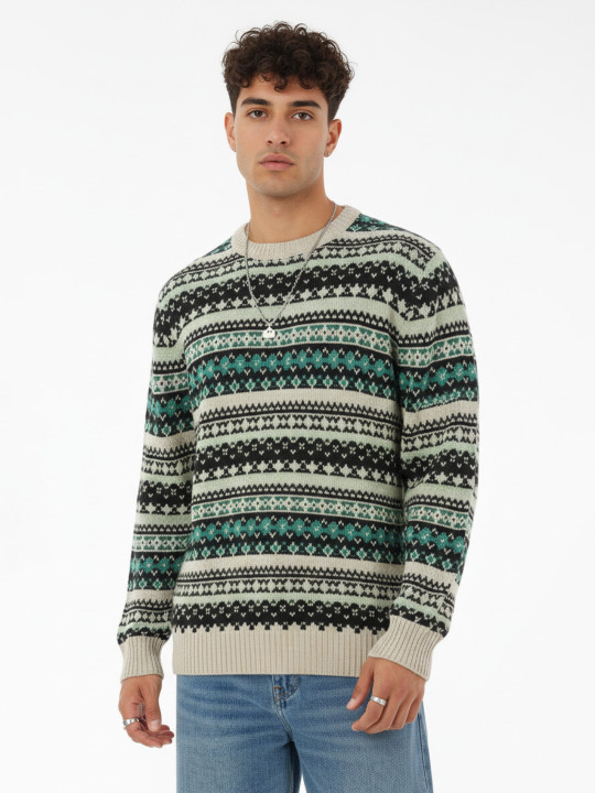 glitchez Self Design Geometric Relaxed Fit Pullover