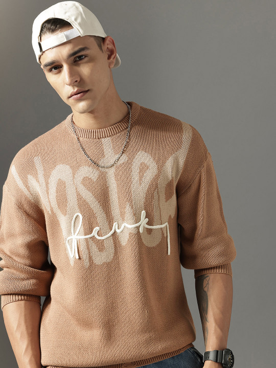 FCUK Typography Printed Pullover Applique Detail Sweater