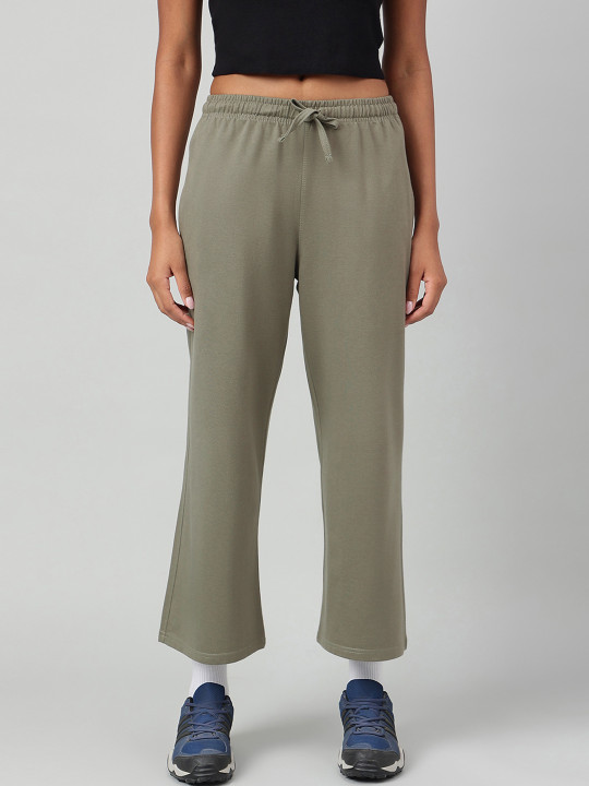 MKH Women Sage Green Solid Track Pants