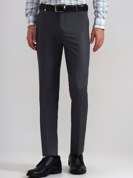 JB STUDIO Men Slim Fit Mid-Rise Formal Trousers