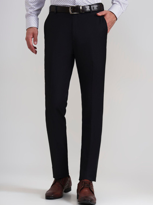 WYRE Men Slim Fit Mid-Rise Cotton Flat-Front Formal Trouser
