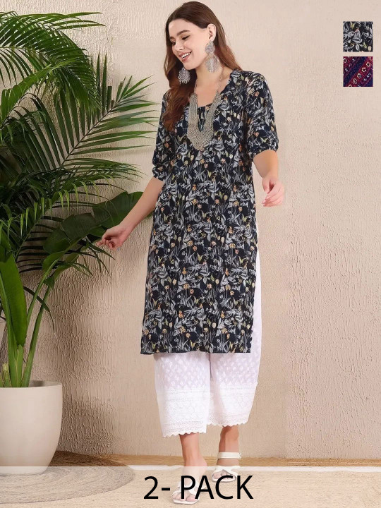 SZN Women Geometric Printed Crepe Kurta