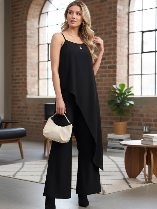 Berrylush Shoulder Strap Neck Tunic With Trouser