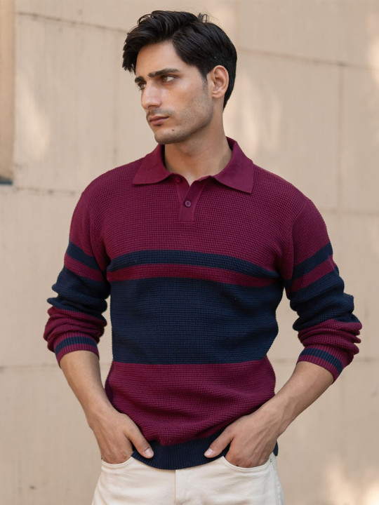 Powerlook Men Striped Pullover
