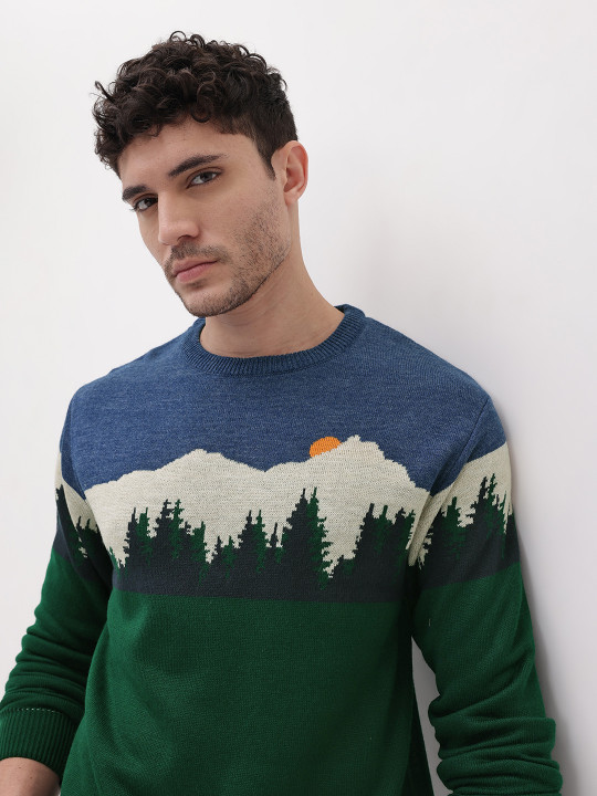 Roadster The Life Co. Graphic Self-Design Pullover