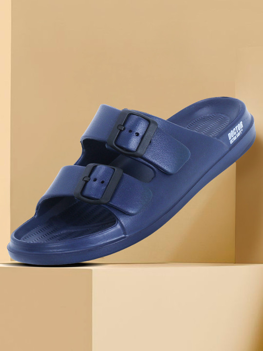 DOCTOR EXTRA SOFT Men Classic Cushion Lightweight Rubber Sliders With Buckle Detail