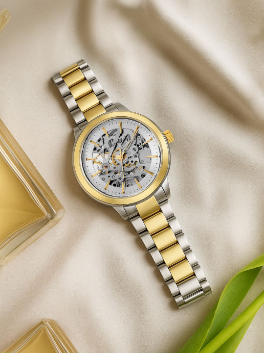 French Connection Women Round Dial Automatic Motion Powered Analogue Watch FCA21TM-Silver