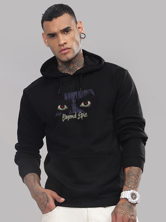 ADRO Men Graphic Printed Hooded Sweatshirt