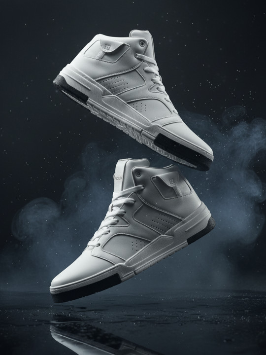 FCUK Men Perforated Detail Mid-Top Sneakers