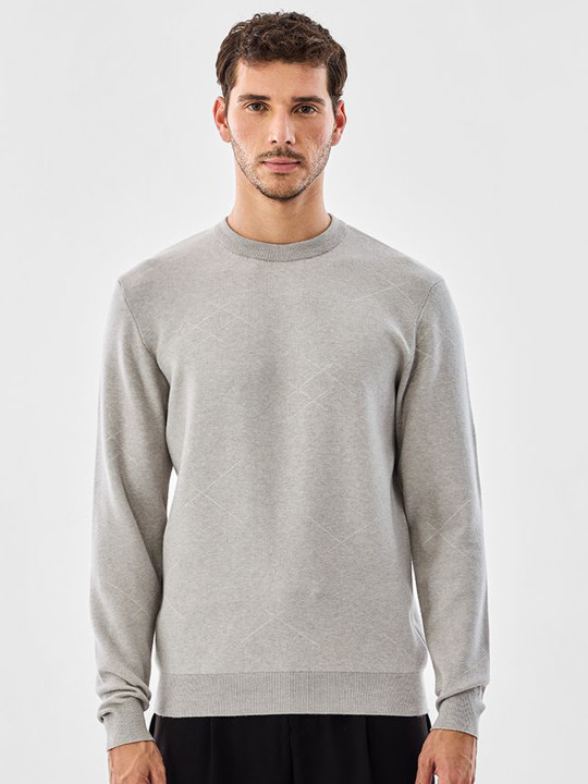 Snitch Men Self Design Round Neck Long Sleeves Polyester Pullover