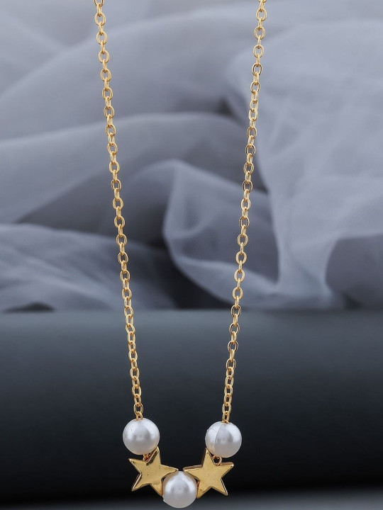 SZN Set Of 2 Gold-Plated Artificial Beaded Minimal Chain