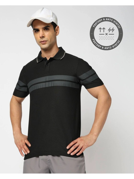 Performax Men Striped Polo Collar T-shirt