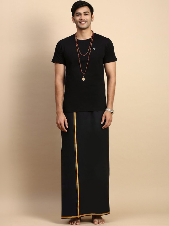 Ramraj Ayyappa Devotional Round Neck Pure Cotton T-Shirt With Veshti