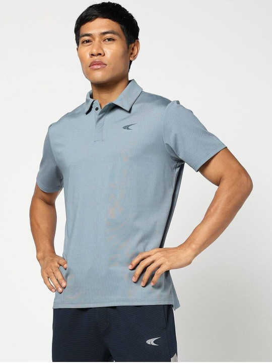 Performax Men Brand Logo Printed Polo Collar Regular Fit Sports T-Shirt