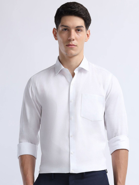 Arrow Men Slim Fit Textured Spread Collar Pure Cotton Iconics Formal Shirt