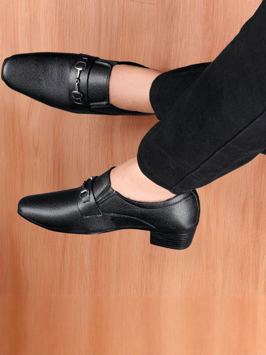 Bxxy Men Round Toe Block Heel Formal Slip-On Shoes