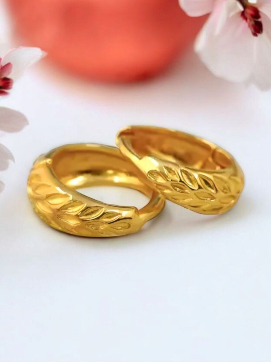 SHREE KRISHNA SHOPPING Gold-Plated Circular Shaped Hoop Earrings