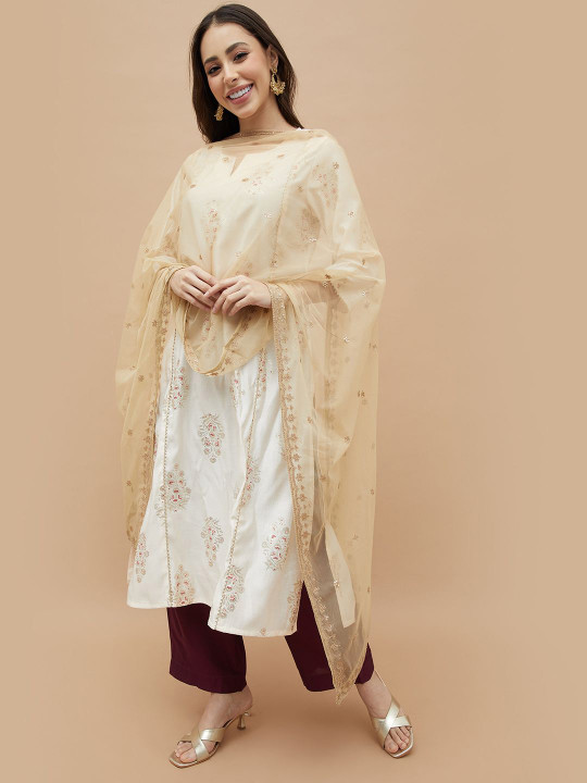 Melange by Lifestyle Floral Embroidered Sequinned Dupatta