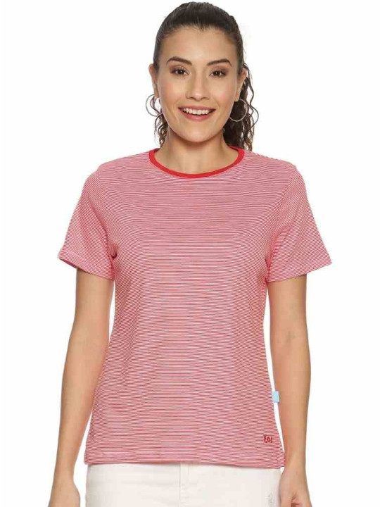 Y.O.U Striped Pure Cotton Slim Fit T-shirt