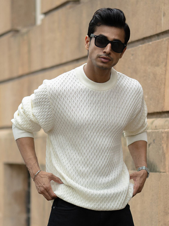 Powerlook Men Self Design Pullover