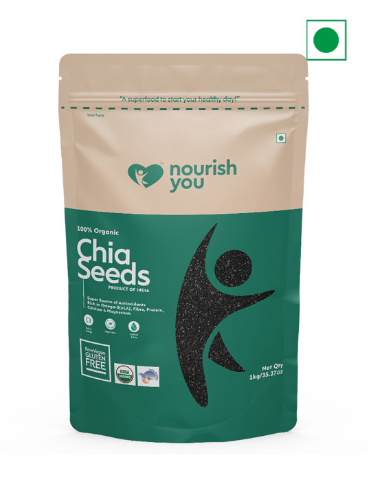 Nourish You Organic Raw Black Chia Seeds- 1Kg