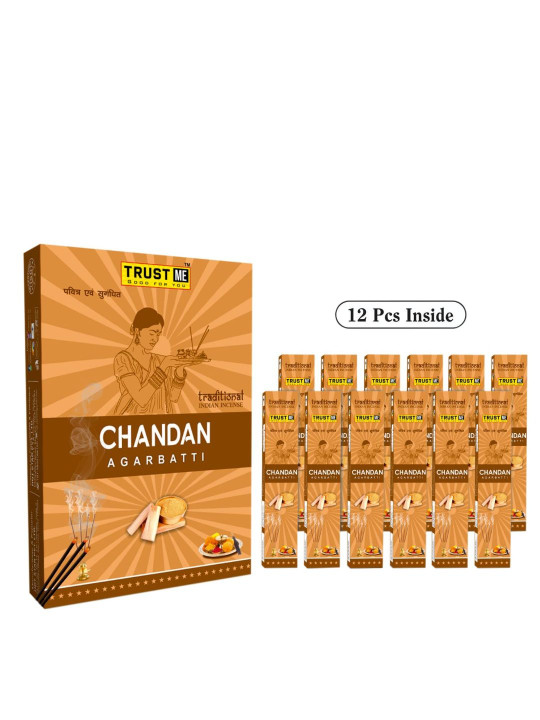 TRUST ME 12 Pieces Brown Premium Mixed Fragrance Wooden Incense Sticks