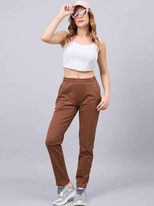 98 Degree North Women Cotton Mid-Rise Slim Fit Track Pants
