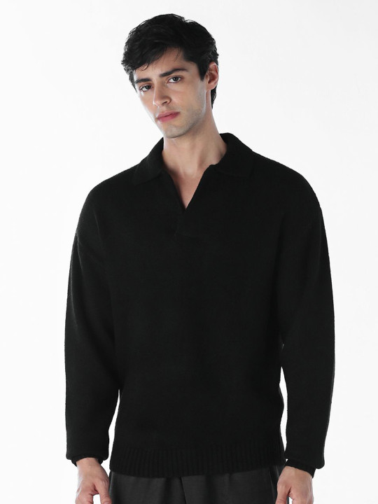 Jack & Jones Men Shirt Collar Pullover Sweater