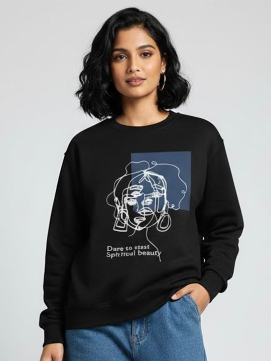 TABADTOD Women Graphic Printed Round Neck Full Sleeves Pullover Sweatshirt