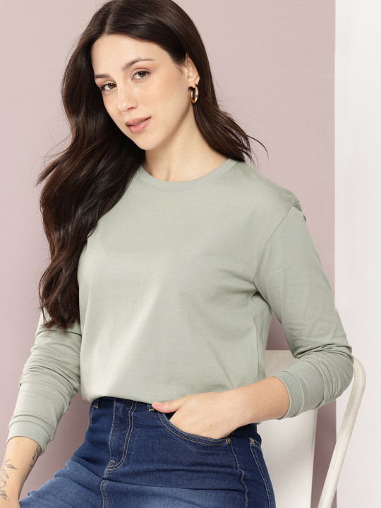 DILLINGER Women Solid Round Neck Regular Fit T-shirt