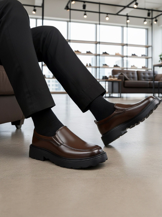 Bxxy Men Solid Slip-On Round Toe Loafers