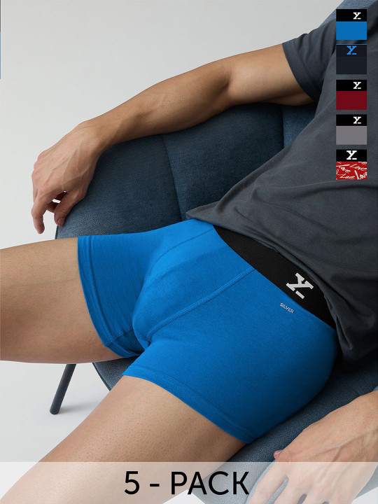 Xyxx Men Pack Of 5 Super Combed Cotton Solid printed Trunks XYTRNK5PCKN619