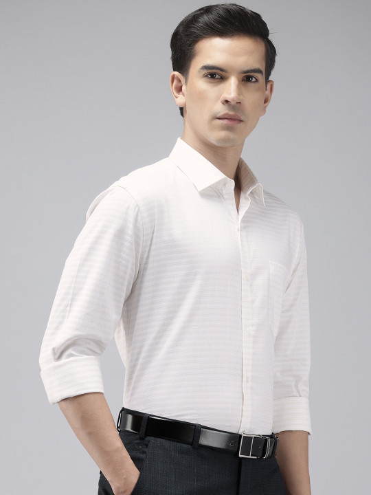 Arrow Manhattan Slim Fit Vertical Striped Pure Cotton Formal Shirt