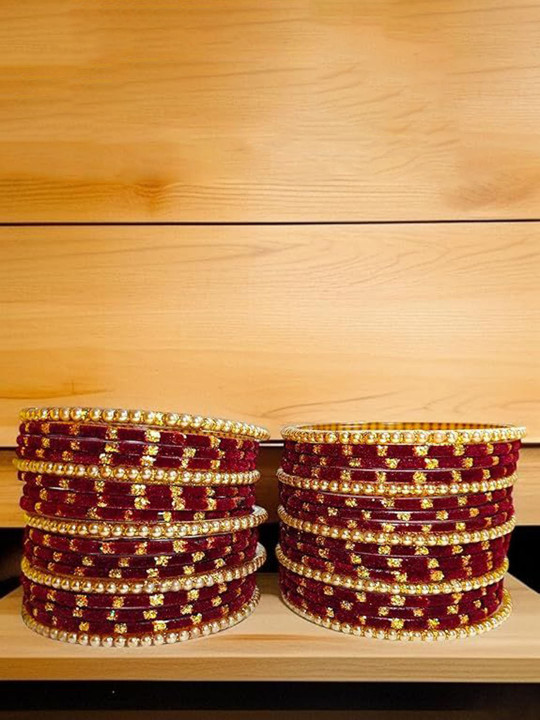 JAMS Set Of 34 Artificial Stones Studded Bangles