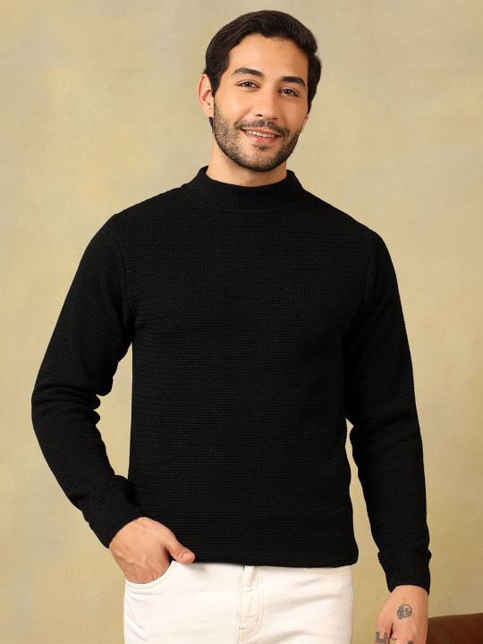 Voxmonks Men Solid Full Sleeve High Neck Sweater
