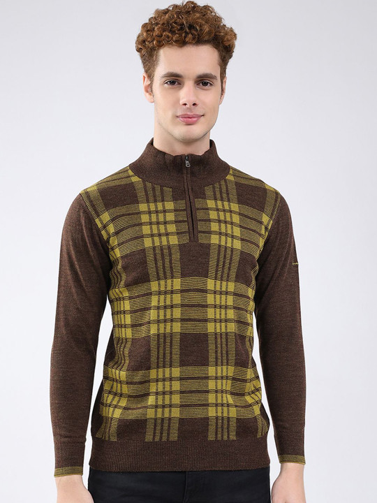 Monte Carlo Men Striped Woollen Cardigan
