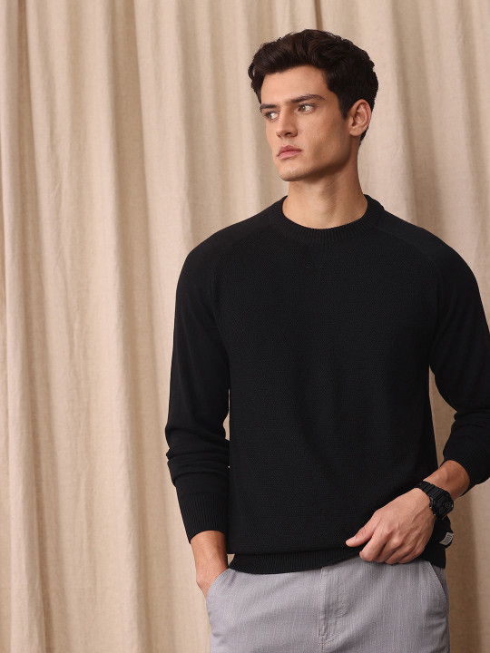 Mr Bowerbird Pure Cotton Tailored Fit Ribbed Pullover Sweaters