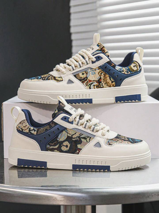 Layasa Men Printed Round Toe Lace-Ups Sneakers